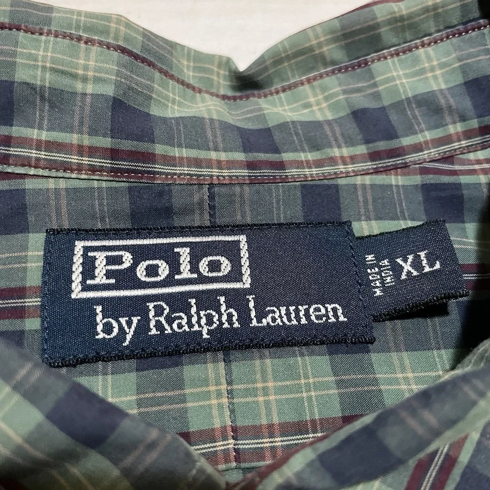 Lot Of 2 Polo‎ Ralph Lauren Mens Size XL Multicolor Plaid Check Button Up Down